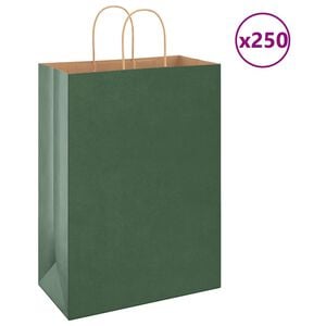 vidaXL Хартиени торбички 250 бр с дръжки зелени 32x17x44 см