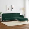 vidaXL 2-местно разтегателно канапе с табуретка, тъмнозелено, кадифе