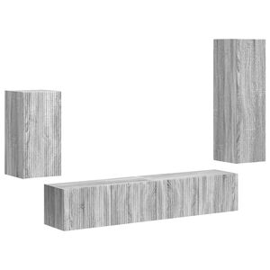 vidaXL Комплект ТВ шкаф 4 бр. 31 x 30 x 100 см Сив Сонома