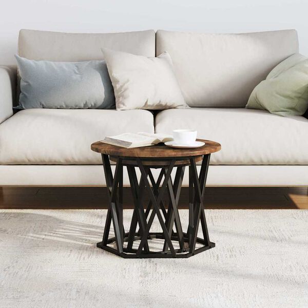 vidaXL Странична маса 2 pcs Димян дъб Инженерна дървесина и стомана