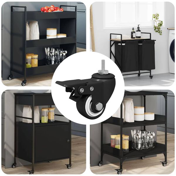 vidaXL Колела 12 pcs Черно M6 x 37 мм Желязо и найлон