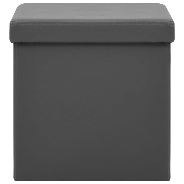 vidaXL Сгъваема табуретка за съхранение, сива, PVC