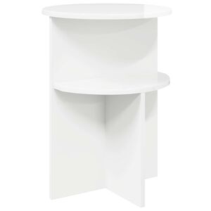 vidaXL Странична маса Бял гланц &Oslash; 39,5 x 55 см Инженерна дървесина