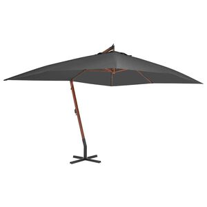 vidaXL Конзолен градински чадър с дървен прът, 400x300 см, антрацит
