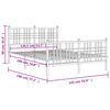 vidaXL Метална рамка за легло с горна и долна табла, бяла, 137x190 см