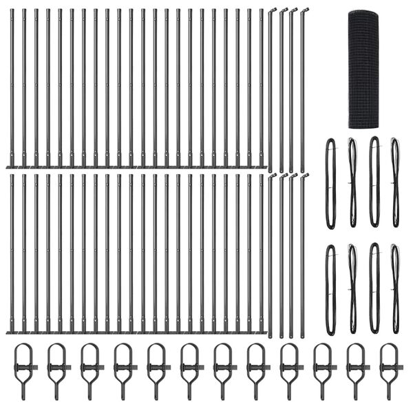 vidaXL Стълб за ограда. Сив 100 x 1 м (12 x 12 мм мрежа) Стомана и PVC