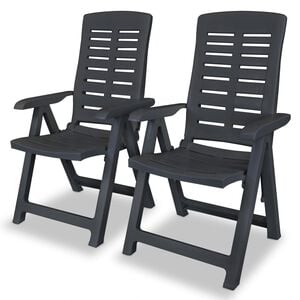 vidaXL Градински столове, регулируеми, 2 бр, пластмаса, антрацит