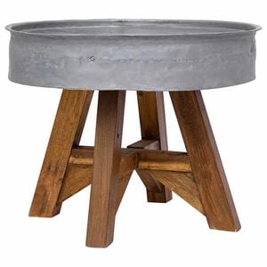 vidaXL Маса за кафе, смесено рециклирано дърво, 60x45 cм, сребрист