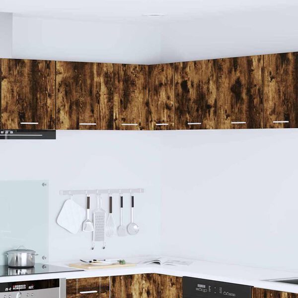 vidaXL Висящ шкаф Димящ дъб и бяло 57 x 57 x 40 см Инженерно дърво