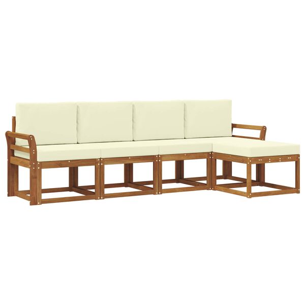 vidaXL Комплект дивани за открито 5 pcs Натурален и Крема