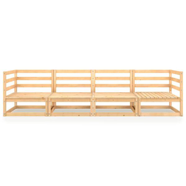 vidaXL Градински 4-местен диван, борово дърво масив