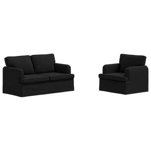vidaXL Комплект дивани 2 pcs Черно 144 x 80 x 85 см текстил