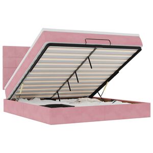 vidaXL Османска легло с матраци и LED, розово, 180x200 см, кадифе
