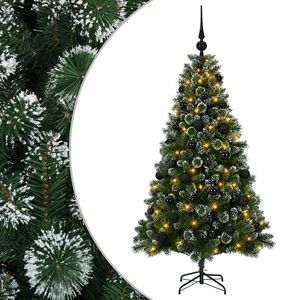 vidaXL Изкуствена коледна елха с топки 120 см 150 LED светодиода