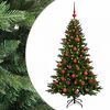 vidaXL Изкуствена коледна елха с топки 120 см 150 LED светодиода