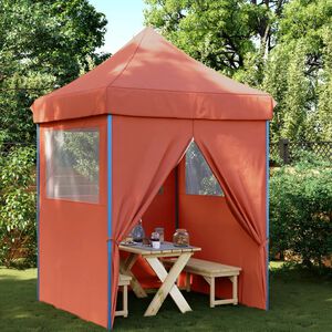 vidaXL Сгъваема парти шатра pop-up с 4 странични стени теракота
