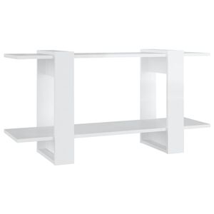 vidaXL Шкаф библиотека, бял гланц, 100x30x51 см, инженерно дърво