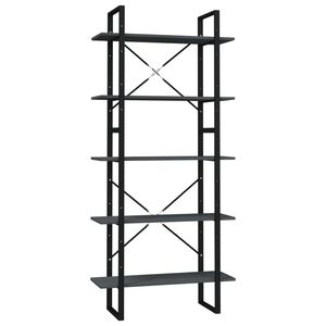 vidaXL 5-етажна библиотека, сива, 80x30x175 см, борово дърво масив