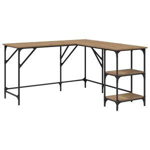 vidaXL Бюро Дъб 139 x 139 x 75 см Инженерна дървесина