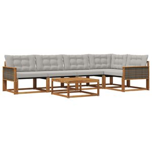 vidaXL Комплект дивани за открито 6 pcs Натурално и светлосиво