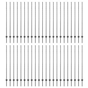 vidaXL Стълб за ограда. 44 pcs Сив 200 cm Стомана