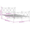 vidaXL Метална рамка за легло с горна и долна табла, бяла, 120x190 см