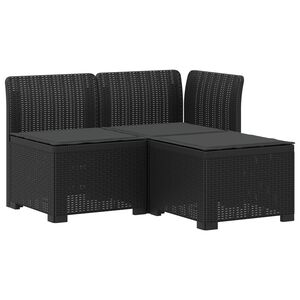 vidaXL Пейка за градина с Cushions във вид на ратан 3-местен ПП