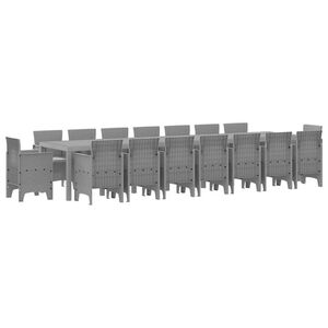 vidaXL Градински комплект за хранене с възглавници 17 pcs Светлосиво