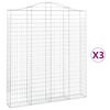 vidaXL Габионни кошници арка 3 бр 200x30x220/240 см поцинковано желязо