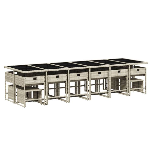 vidaXL Градински комплект с възглавници 17 части полиратан светлосив