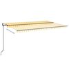 vidaXL Автоматичен сенник LED сензор за вятър 500x350 см жълто/бяло