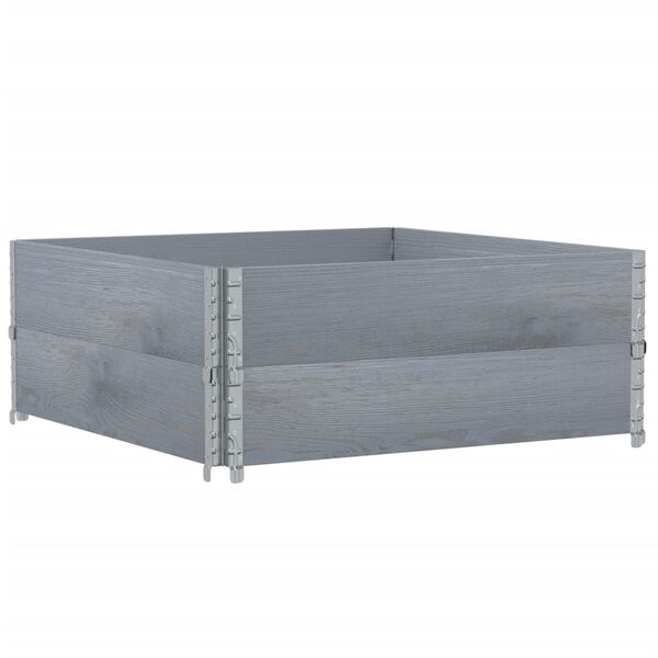 vidaXL Палетни страници, сив, 2 бр, 100x100 см, борова дървесина масив