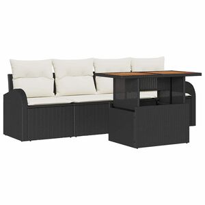 vidaXL Градински Софа Комплект 5 pcs Черно и кремаво