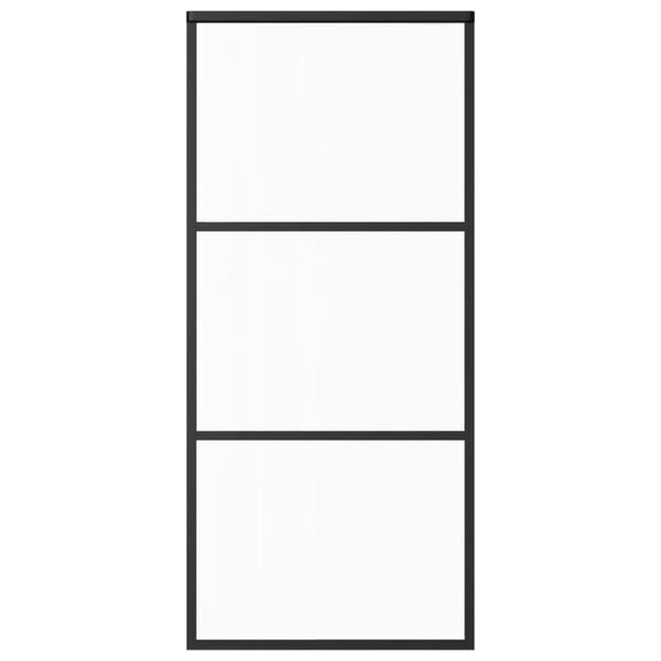 vidaXL Плъзгаща се врата с механизъм, ESG стъкло и алуминий, 90x205 см