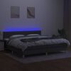 vidaXL Боксспринг легло с матрак и LED, тъмносива, 200x200 см, плат