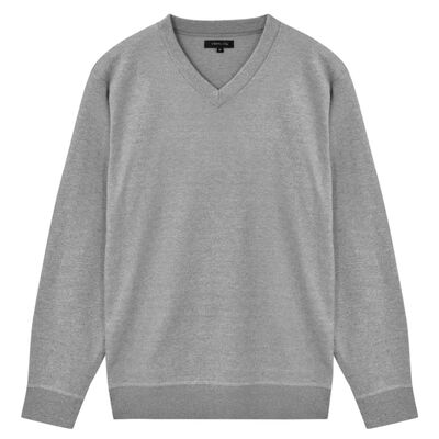 vidaXL 5 бр мъжки пуловери с V-образно деколте сиви XL