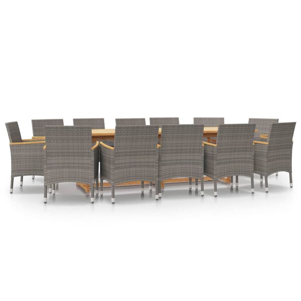 vidaXL Градински трапезен комплект от 13 части с възглавници сив