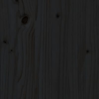 vidaXL Пейка с кашпи, черна, 184,5x39,5x56,5 см, борово дърво масив
