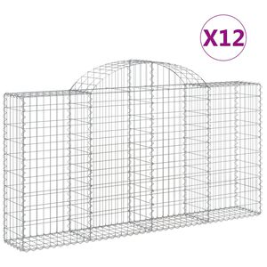 vidaXL Габионни кошници арка 12 бр 200x30x100/120см поцинковано желязо