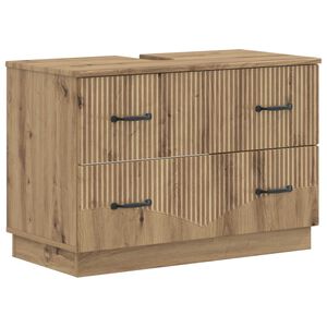 vidaXL Шкаф за мивка в баня HOORN Дъб артизан 82 x 41 x 56 см