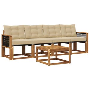 vidaXL Комплект дивани за открито 5 pcs Натурален и Бежов