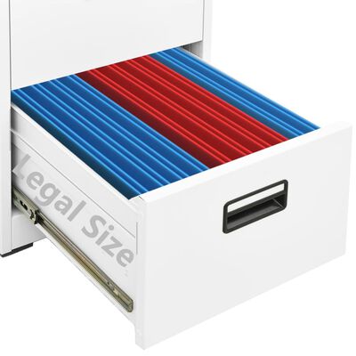 vidaXL Шкаф за папки, бял, 46x62x133 cм, стомана