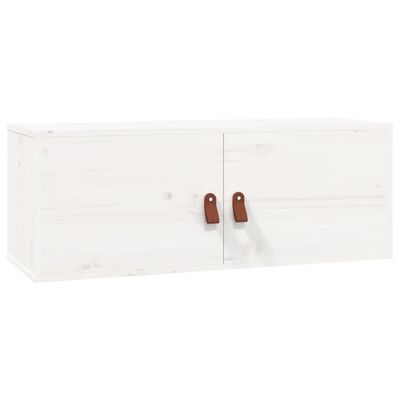 vidaXL Стенен шкаф, бял, 80x30x30 см, борово дърво масив