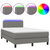 vidaXL Боксспринг легло с матрак и LED, тъмносиво, 120x200 см, плат