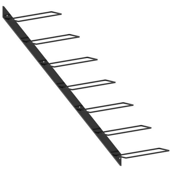 vidaXL Стойка за вино за 7 бутилки, стенен монтаж, черна, метал