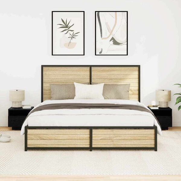 vidaXL Нощен шкаф 2 pcs Черния дъб 40 x 39 x 37 см Инженерно дърво