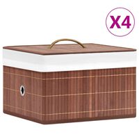 vidaXL Бамбукови кутии за съхранение 4 бр кафяви