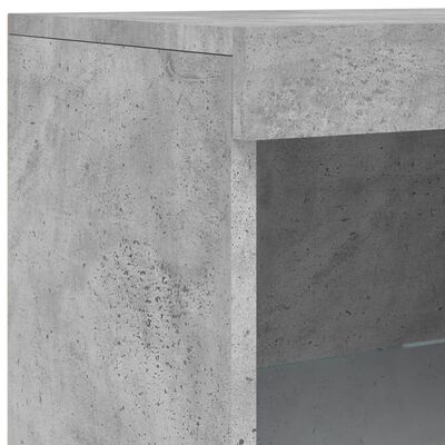 vidaXL Сайдборд с LED светлини, бетонно сив, 41x37x100 см