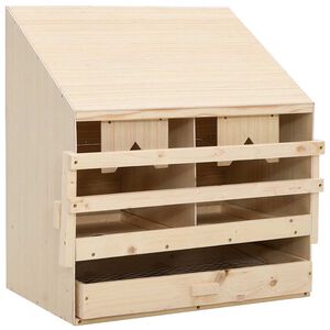 vidaXL Пилешка гнездилка, 2 отделения, 63x40x65 см, бор масив