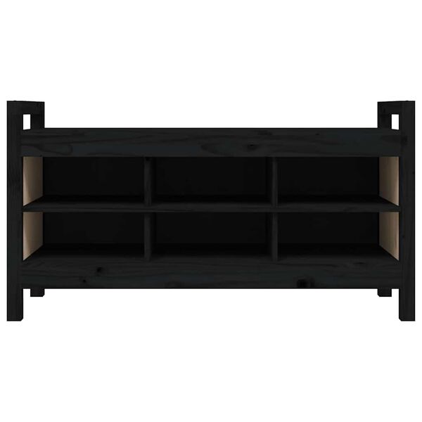 vidaXL Пейка за антре, черна, 110x40x60 см, борово дърво масив